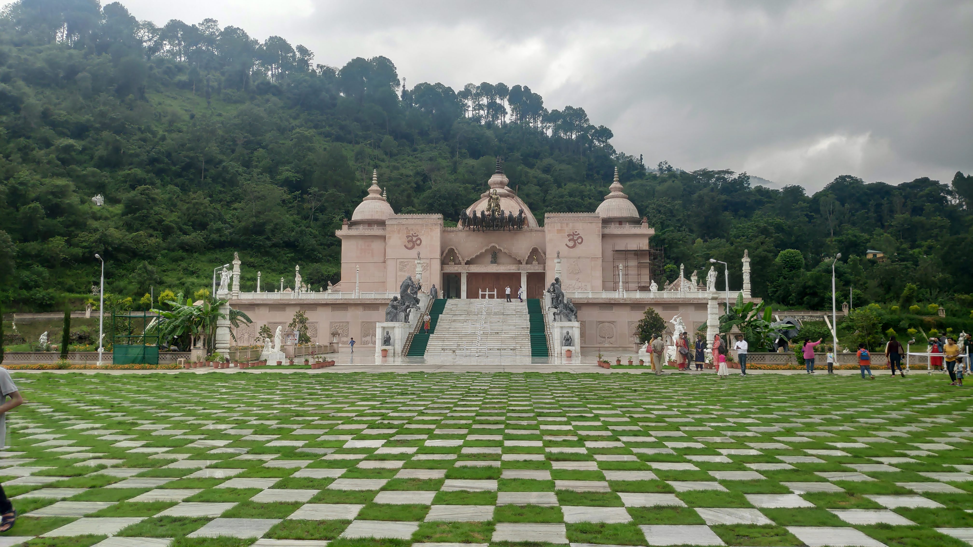 Temple and landscaped courtyard at Mohan Shakti Heritage Park